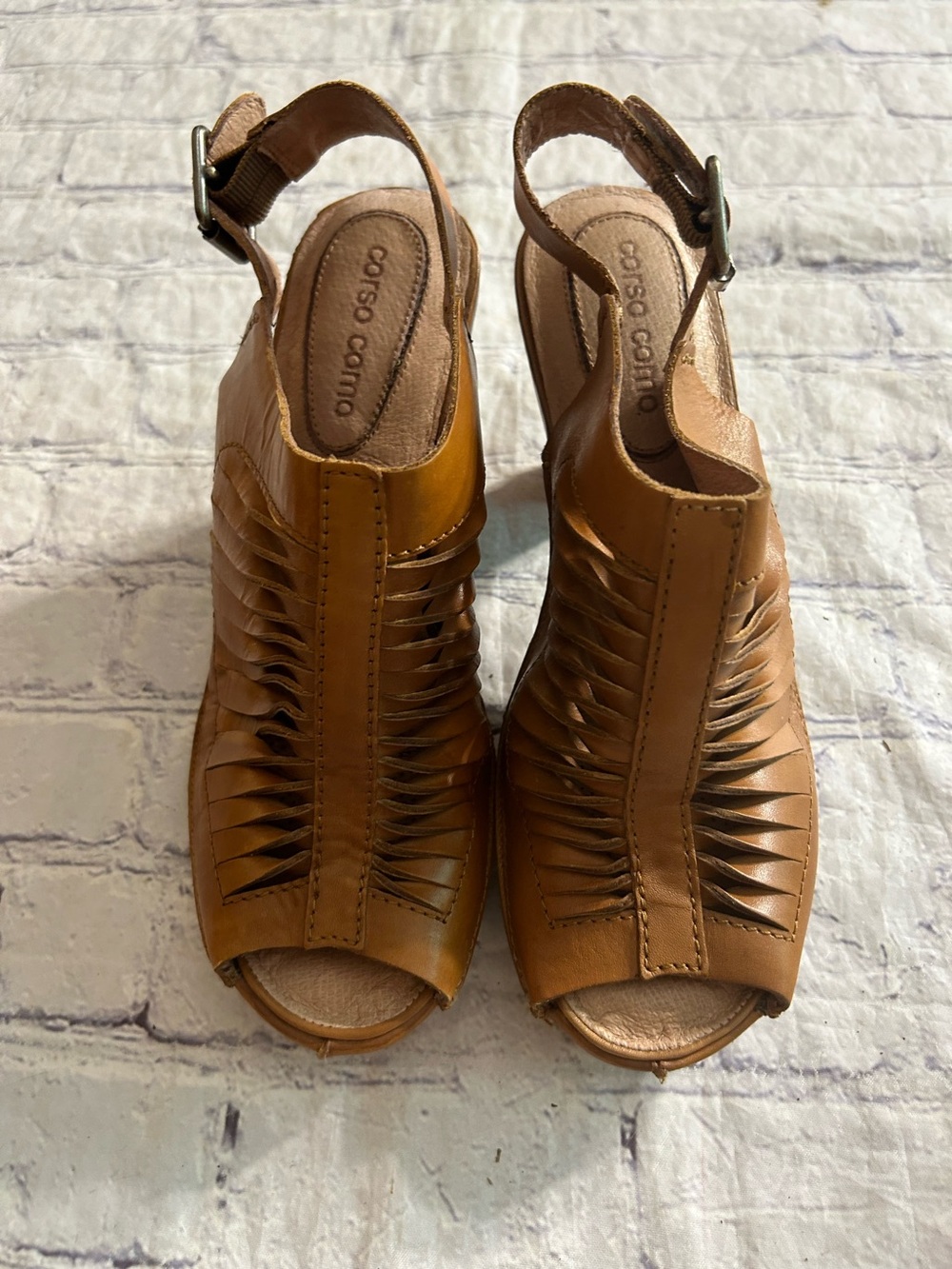 CORSO COMO GULFPORT SLINGBACK OPEN TOE CARMEL COLOR LEATHER SANDALS WOMENS 8